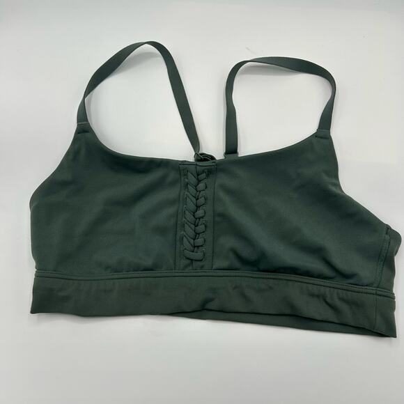 Aerie OFFLINE The Hugger Crackle Sports Bra Medium Green Racerback Active - Picture 10 of 11